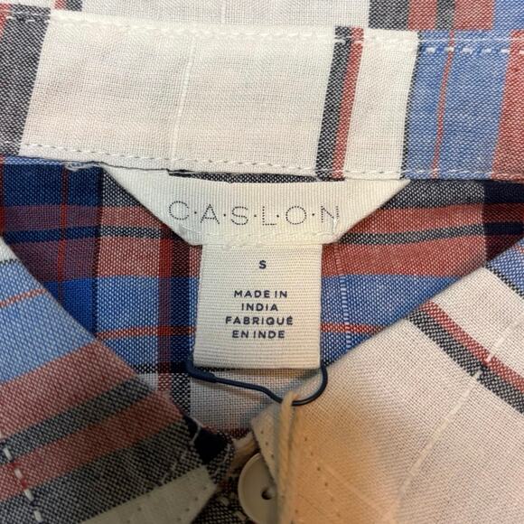 Caslon Plaid Cotton Longline Button-Up Shirt Small Blue Red White NWT - Picture 5 of 6